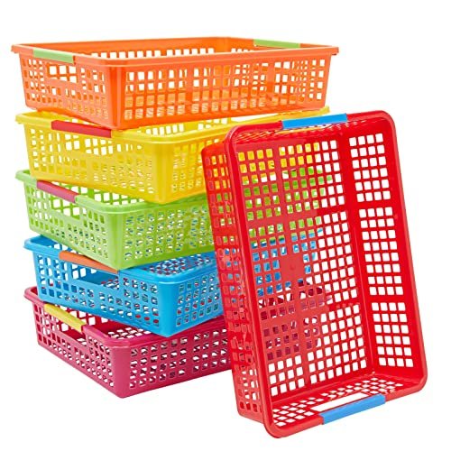 Bright Creations 6 Pack Plastic Turn In Paper Trays for Classroom, Colorful Storage Bin Basket Organizers for School Supplies, 6 Colors (10 x 13